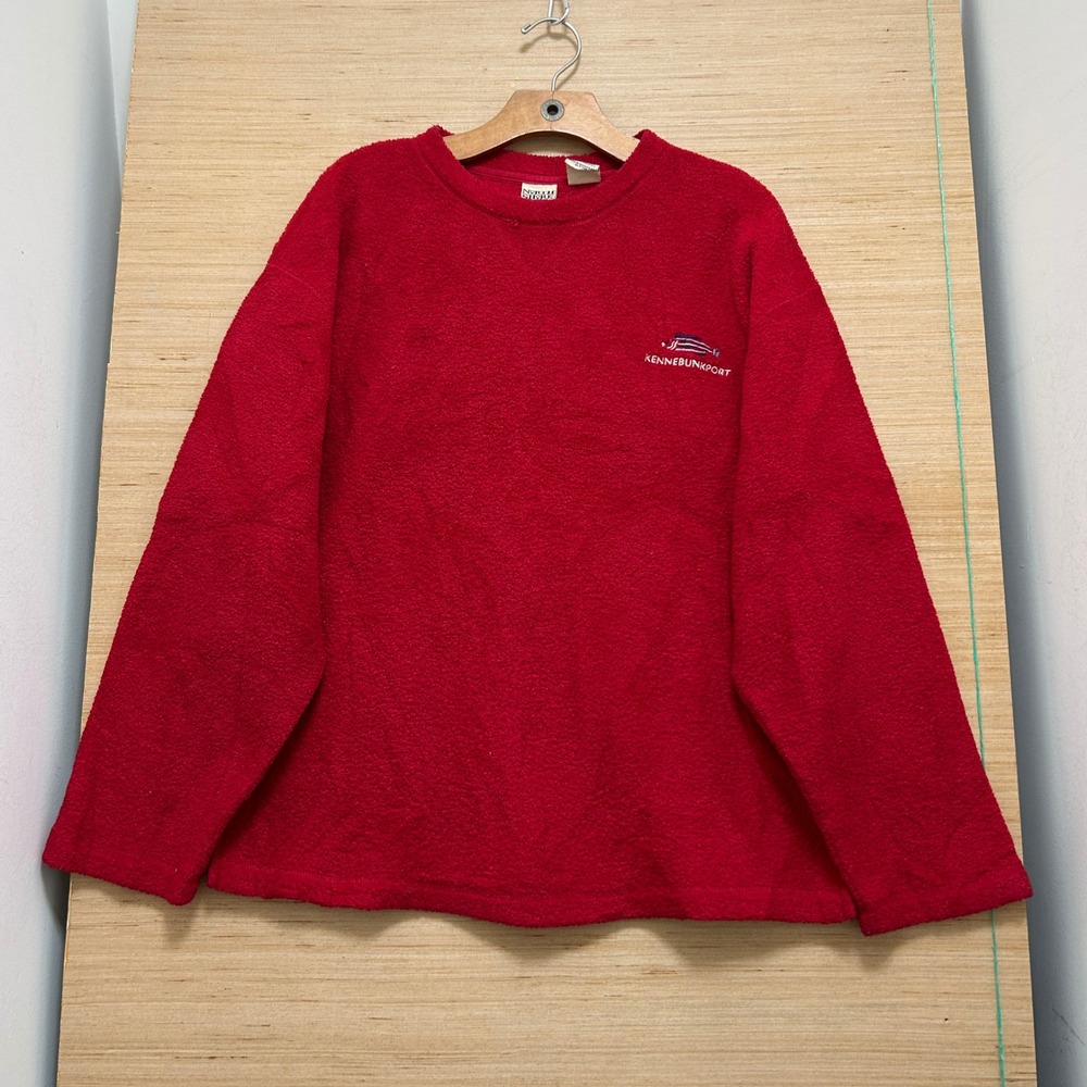 North Shore Trading Kennebunkport Red Fleece Pullover Sweatshirt Mens Medium‎